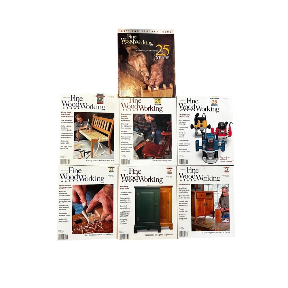 7 Vtg Fine Woodworking Magazine 2001 Issues Plus Tools & Shops Annual Issue
